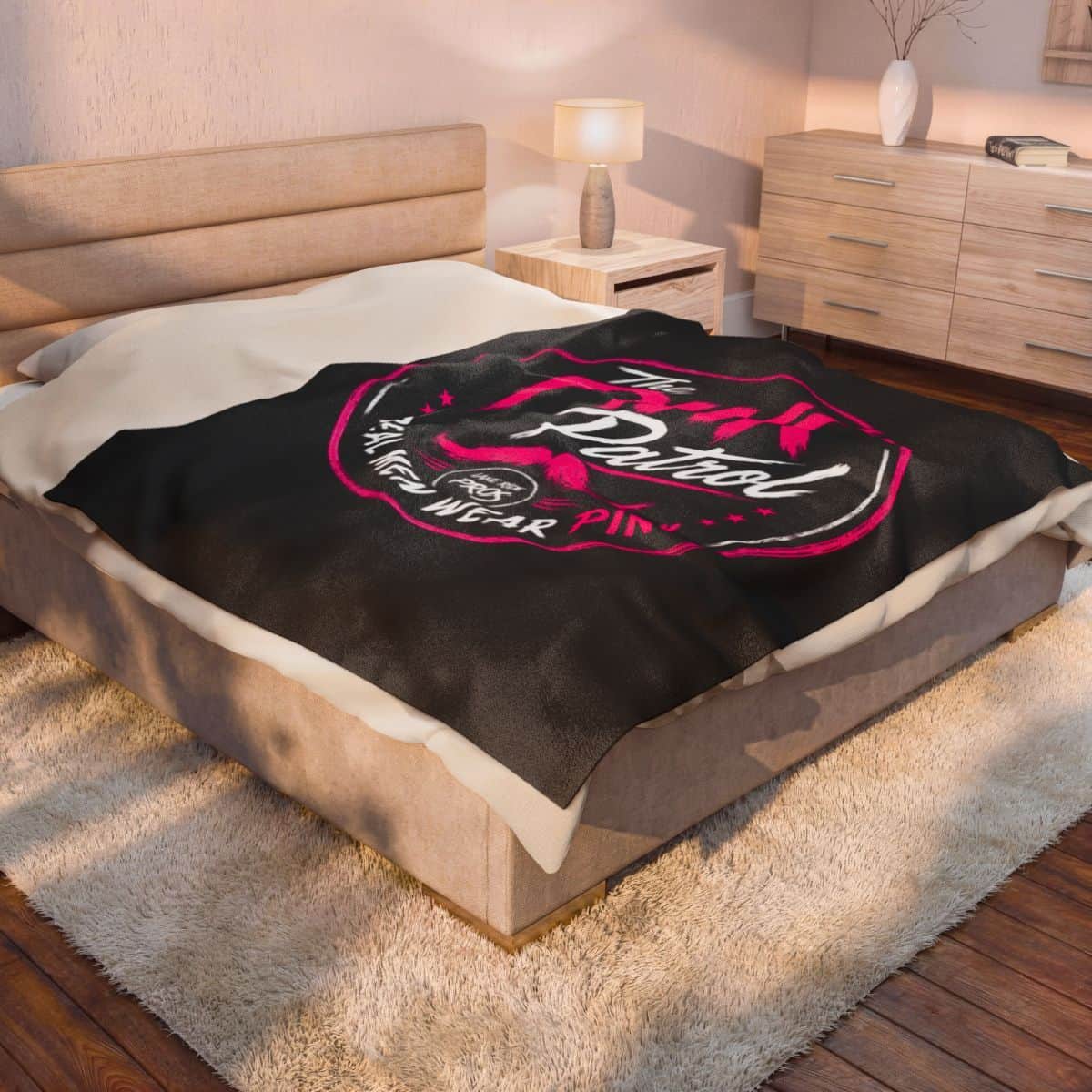 The Pink Patrol Real Men Wear Pink Velveteen Plush Blanket | Limited Edition PINK Patrol MERCH Collection