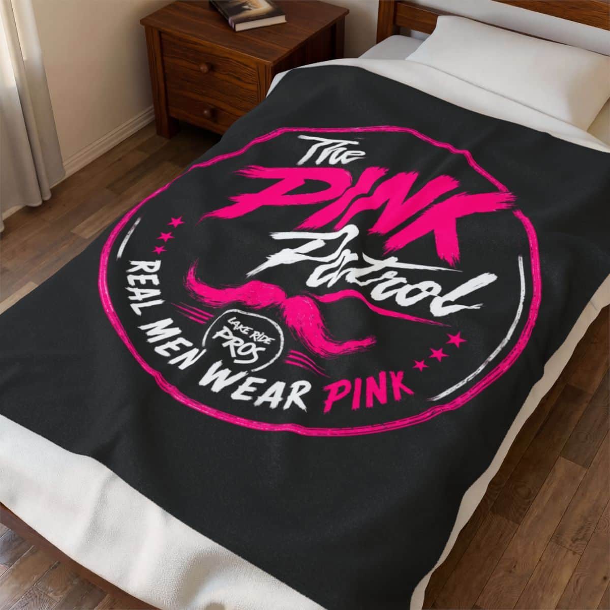 The Pink Patrol Real Men Wear Pink Velveteen Plush Blanket | Limited Edition PINK Patrol MERCH Collection